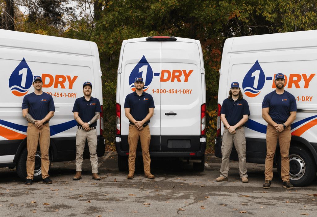 1-DRY Emergency Response Team with branded vans